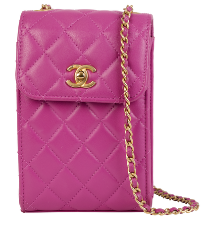 Pearl Crush Phone Holder, &pound;1,800, Handbags, Purple, Leather, Front view